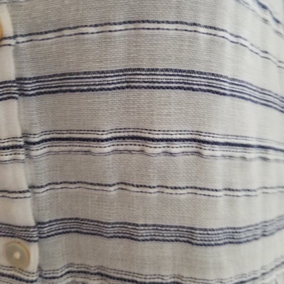 J.Jill White Blue Striped Button Down Tank Top - Picture 4 of 6